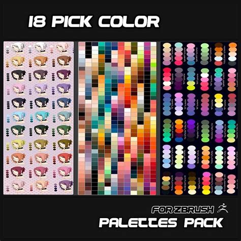 Materials 18 Pick Color Palettes Pack 3d Model Cgtrader