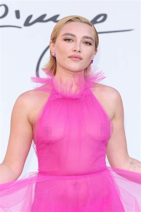 Florence Pugh Rocks Sheer Pink Dress At Valentino Show