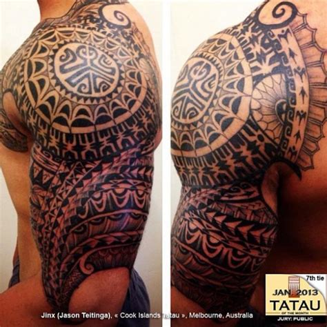 Cool Polynesian Tattoos On Chest And Half Sleeve Tattoo