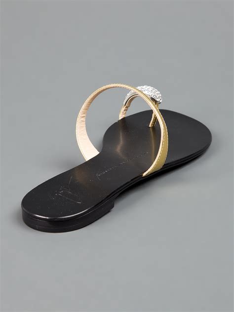 Lyst Giuseppe Zanotti Toe Ring Sandal In Metallic