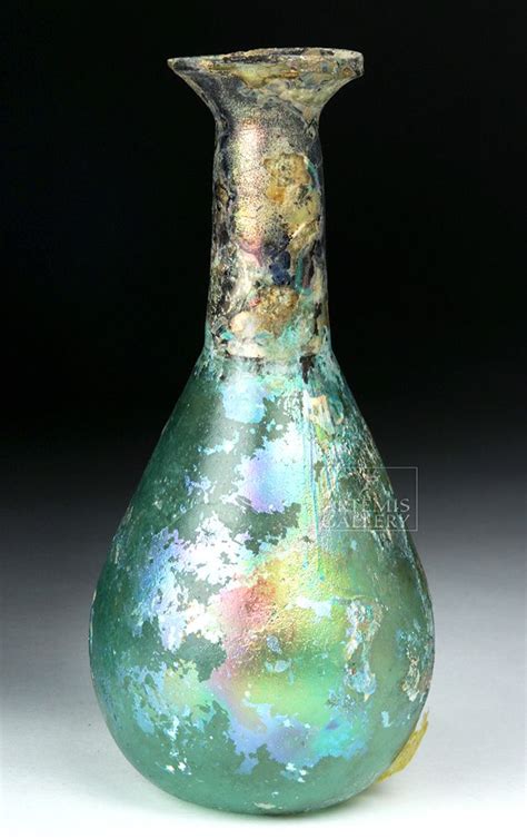 Sold At Auction Roman Glass Flask Gorgeous Iridescence Glass Flask Roman Glass Jewelry