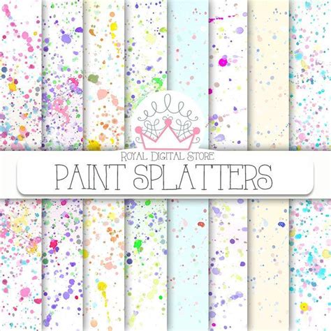 Paint Digital Paper Paint Splatters With Watercolor Hand Painted