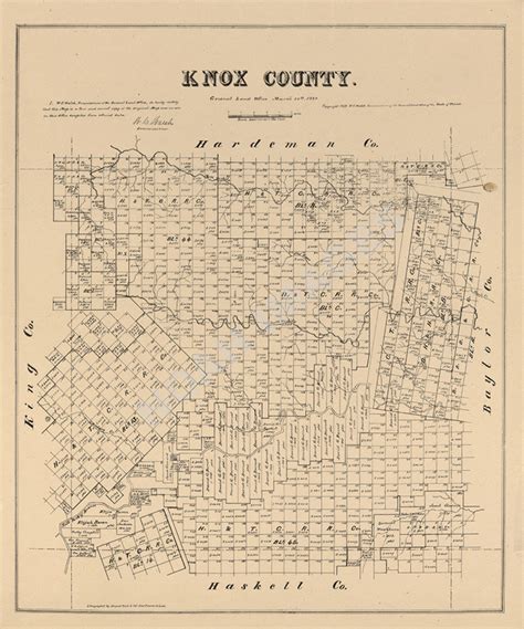 Map Of Knox County Tx C1879 Repro 20x24 Ebay