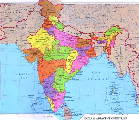 Map Of India And Adjacent Countries Showing Position Of The