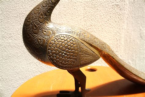 Tio Him And Co Patung Burung Merak Kuningan Lawas Vintage Brass Peacock Sculpture Terjual