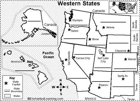Label Western Us States Printout States And Capitals Kids Learning