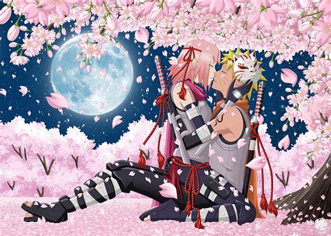 Sakura And Naruto Anbu Sakura Moon Naruto Anime Sakura Flowers