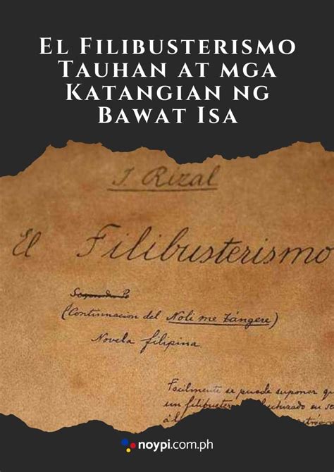 Summary Ng El Filibusterismo El Filibusterismo Tauhan At Mga Katangian