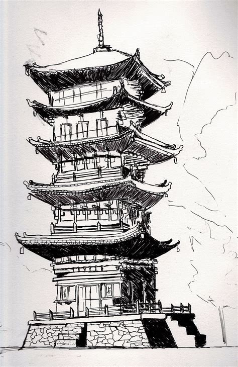Image Result For Japanese Temples Drawings Art And Illustration Ink
