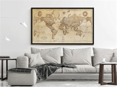 Beautiful World Map Vintage Atlas 1898 Mercator Projection Etsy Uk