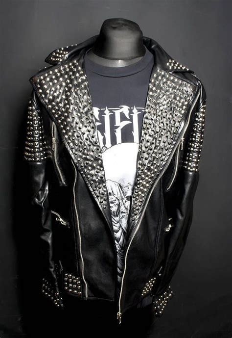 Metal Spike Silver Studs With Black Color Premium Jacket Leather Kilt