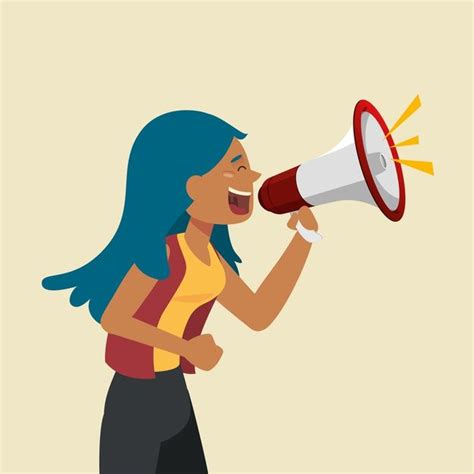 Free Vector Woman Screaming With A Megaphone Vetores Free