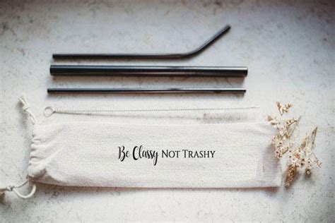 Be Classy Not Trashy Eco Friendly Quote Metal Straw Sets Etsy
