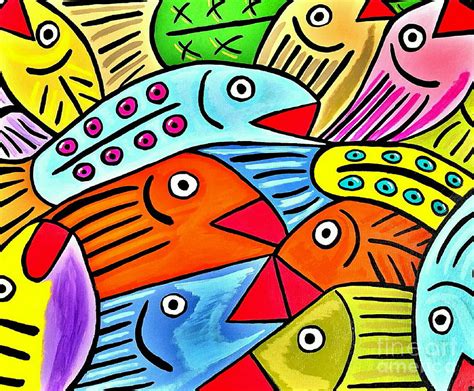 Whimsical Colorful Fish Painting By Scott D Van Osdol