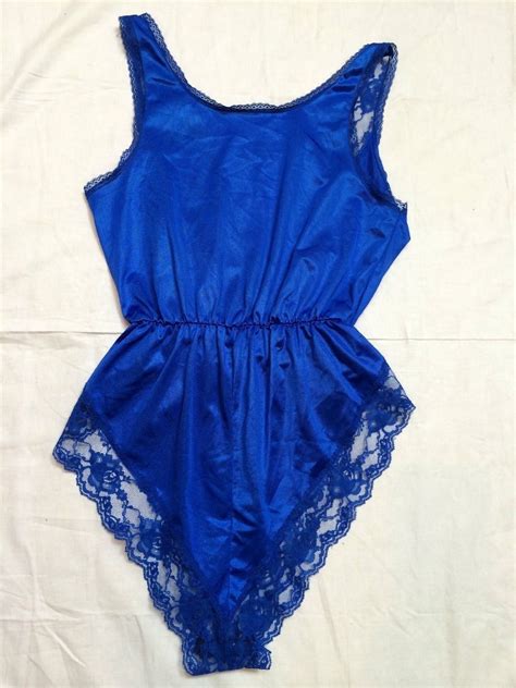 Royal Electric Blue Lacey Teddy Underwear Lace Body Intimate Sexy Retro Lingerie Intimates
