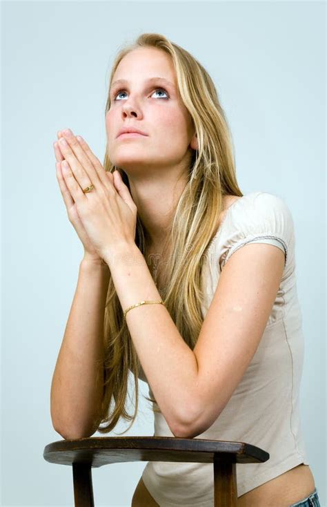 praying blond girl stock image image of faith believing 958091