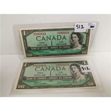 1954 Canadian 1 Dollar Bills Replacement Ay And Regular Schmalz Auctions