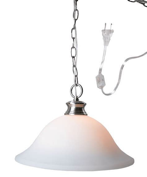 The Entertainer Plug In Swag Pendant Light 16 White Glass With Brushed