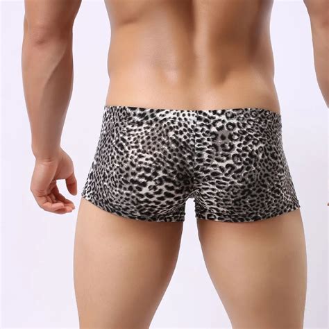 men seamless breathable polyester boxers sexy mens leopard boxer underwear bodysuit soft and