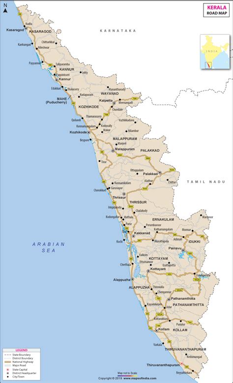 Kerala Detailed Map Kerala Tourism Map Kerala Tourist Map Map Of Kerala