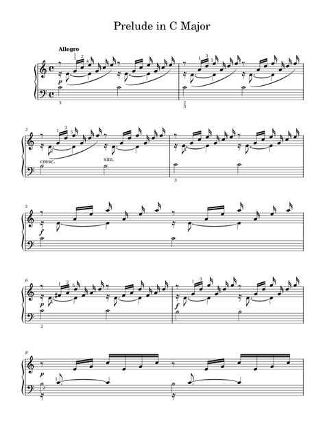 Prelude In C Major Sheet Music For Piano By Johann Sebastian Bach Official
