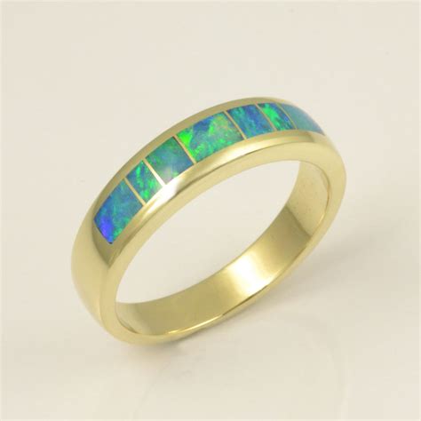 Australian Opal Inlay Ring In 14k Yellow Gold The Hileman Collection
