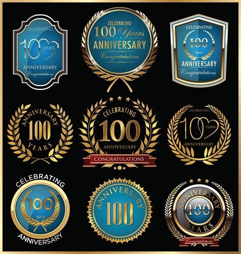100th Anniversary Badge Templates 833708 Vector Art At Vecteezy