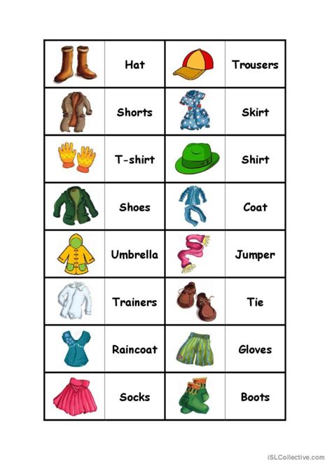 Clothes Domino English Esl Worksheets Pdf And Doc