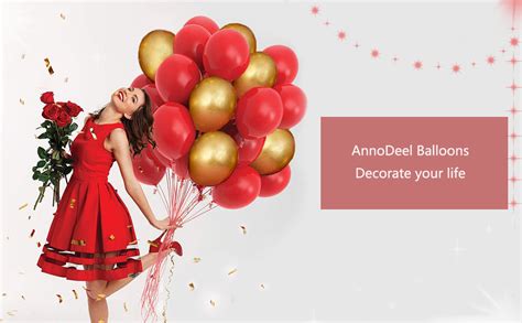 Amazon AnnoDeel 50pcs Red And Gold Balloons 12inch Red Gold Ruby