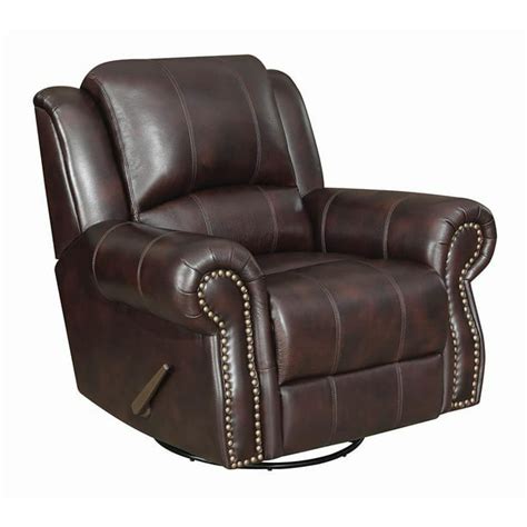 Coaster 650163 Home Furnishings Leather Rocker Recliner With Swivel