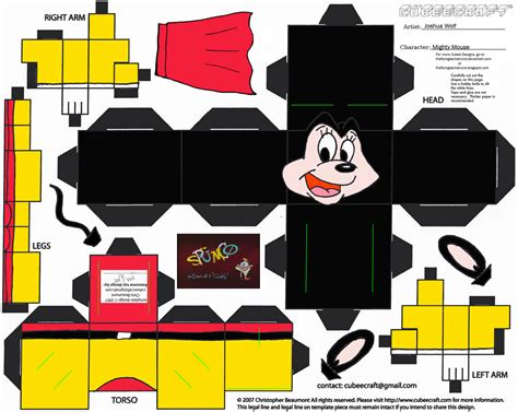 Mighty Mouse Paper Toy Free Printable Papercraft Templates