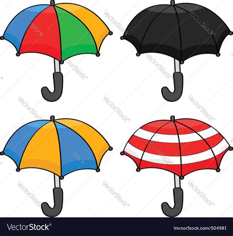Cartoon Umbrellas Royalty Free Vector Image Vectorstock