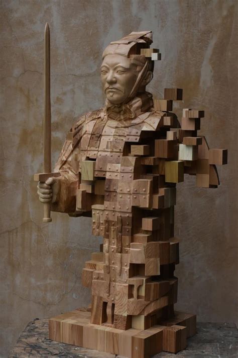 New Dynamic Pixelated Wood Sculptures From Hsu Tung Han Wood