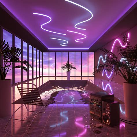 Long Weekend Retro Futurism Neon Aesthetic Vaporwave Room