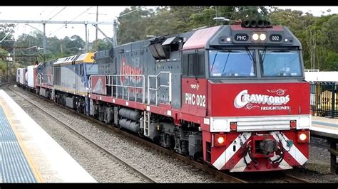 Australian Trains Freight Services At Cowan Nsw Station Youtube