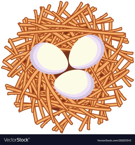 Cartoon White Egg Nest Icon Poster Royalty Free Vector Image