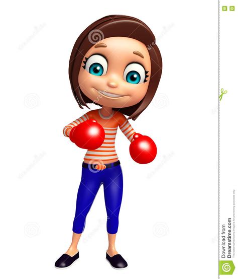 Kid Girl With Boxing Gloves Stock Illustration Illustration Of Cute