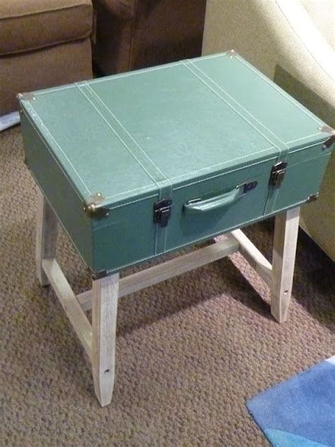 Suitcase End Table Chair Furniture Makeover Diy Repainting