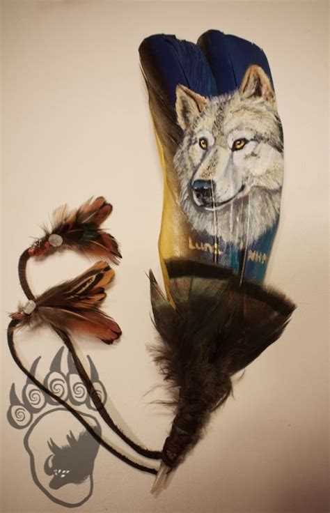 Wolf Tribute Painted Feather Feather Painting Feather Art Native