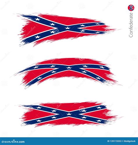 Set Of 3 Grunge Textured Flag Of Confederate Stock Vector