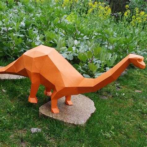 3d Paper Model Brontosaurus Dinosaur Thunder Dragon Papercraft Puzzles