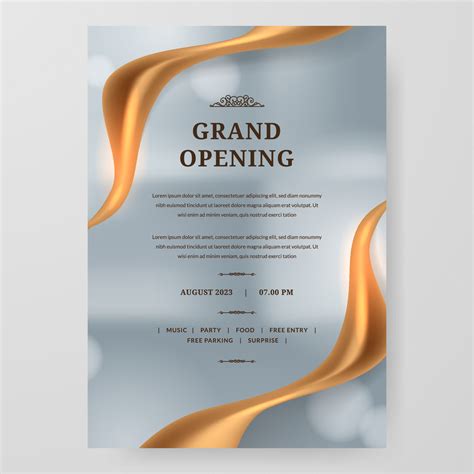 Grand Opening Poster Celebration With Golden Fabric Satin Gold Silk