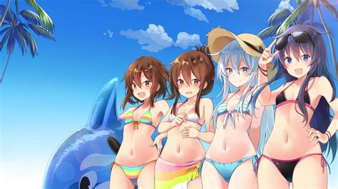 Desktop Wallpaper Kancolle Kantai Anime Girls Summer Holiday