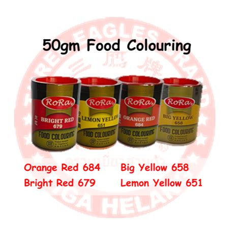 50gm RoRa Food Colouring Orange Red Big Yellow Bright Red Lemon