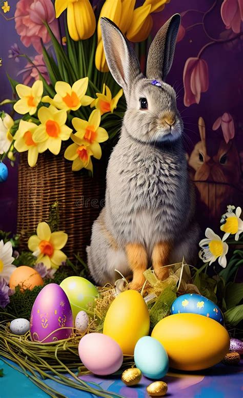 Easter Bunny Ai Generated Stock Photo Image Of Spiritual Blooming