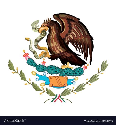 Mexican Flag Emblem Of Colorful Silhouette Vector Image