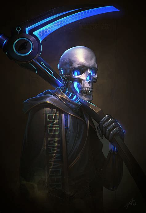 1920x1080px 1080p Free Download Neon Reaper Skeleton Skull Tech