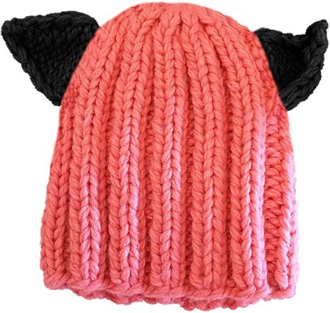 Amazon Com Bibitime Pink Pussycat Hat Women S March Beanie Extra Color Knit Cat Ears Cap Clothing