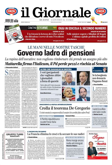 Le Prime Pagine Dei Quotidiani In Edicola Oggi 7 Maggio 2015 Secolo D