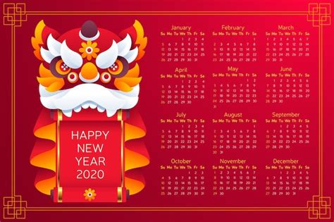 Free Vector Chinese New Year Calendar In Flat Design With Gradient